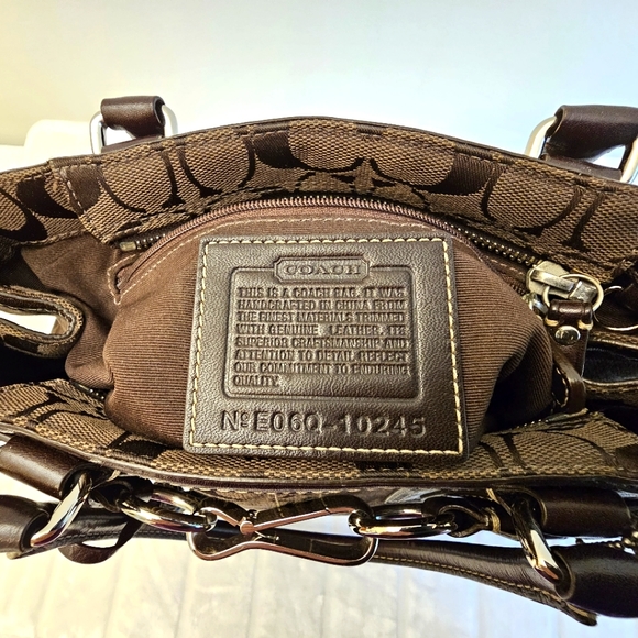 Dark Brown Coach Purse With Leather Trim - Picture 8 of 11